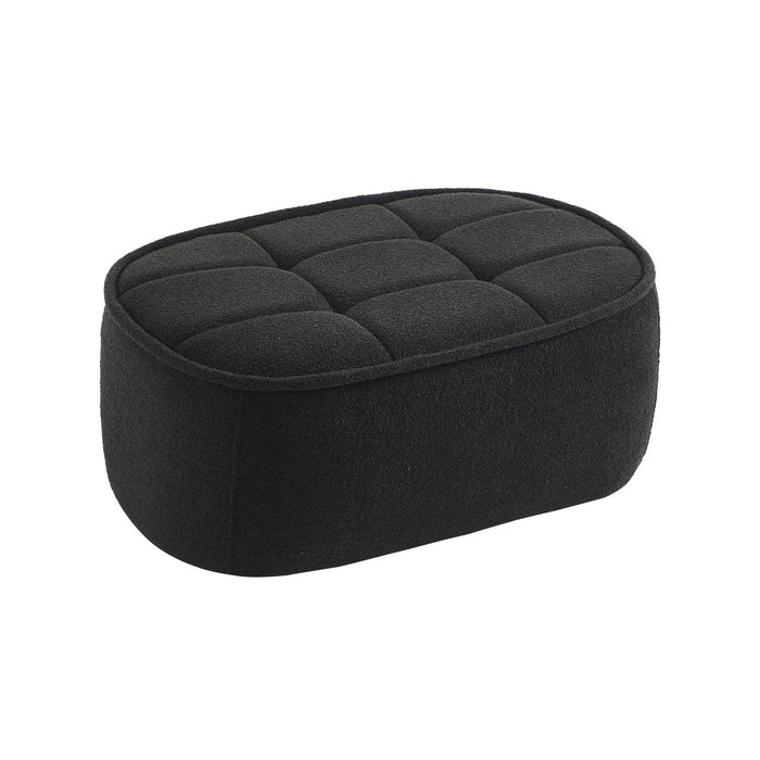 sweeek - Fauteuil bouclé stof 1 zitplaats +  voetenbank
