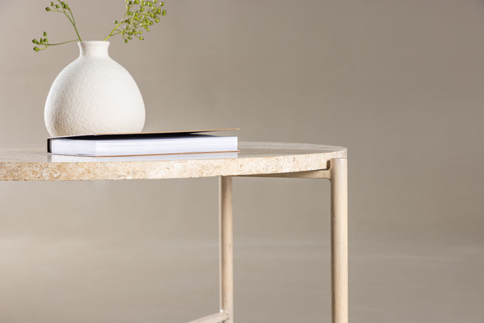 Fjôrd - Salontafel Beige Metaal - 70x70x40cm - Sandhamn