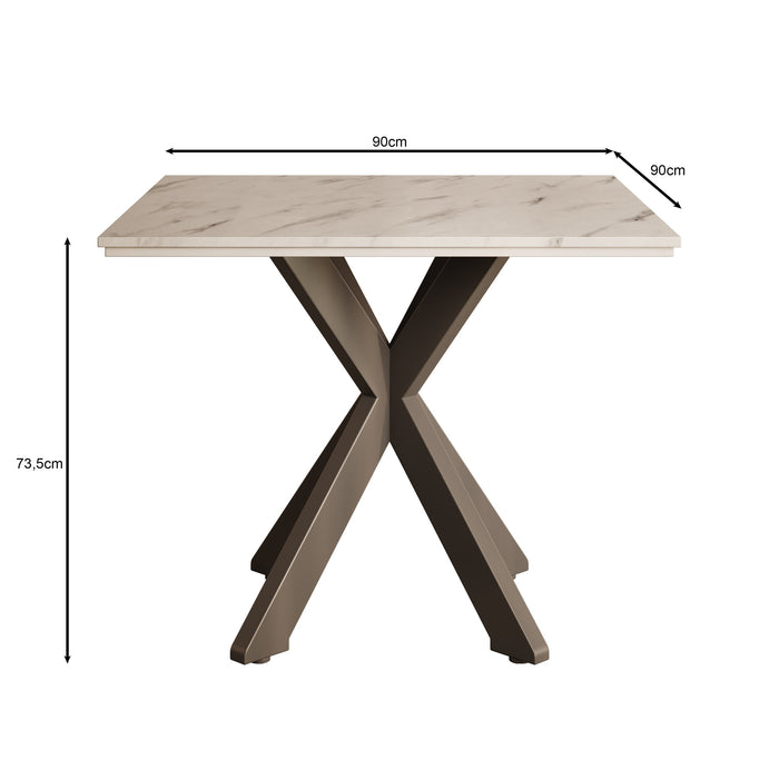 Meubella - Eetkamertafel Pacey - Wit marmerlook - 90 cm