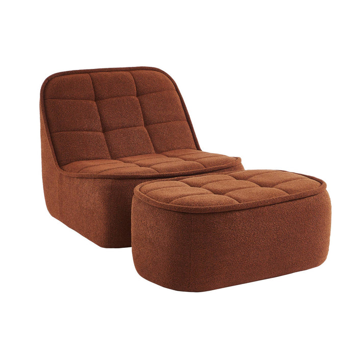sweeek - Fauteuil bouclé stof 1 zitplaats +  voetenbank