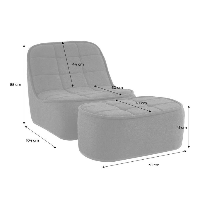 sweeek - Fauteuil bouclé stof 1 zitplaats +  voetenbank