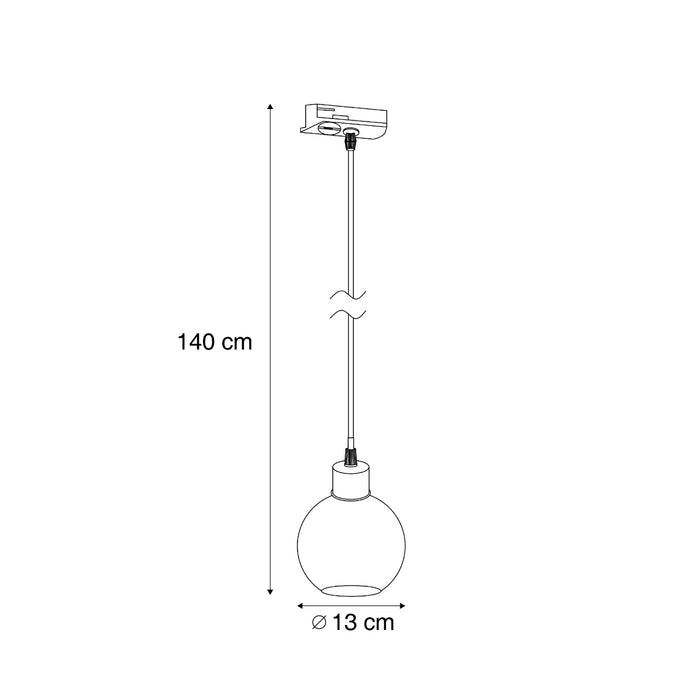 QAZQA Moderne hanglamp zwarte met smoke glas voor railsysteem 1-fase