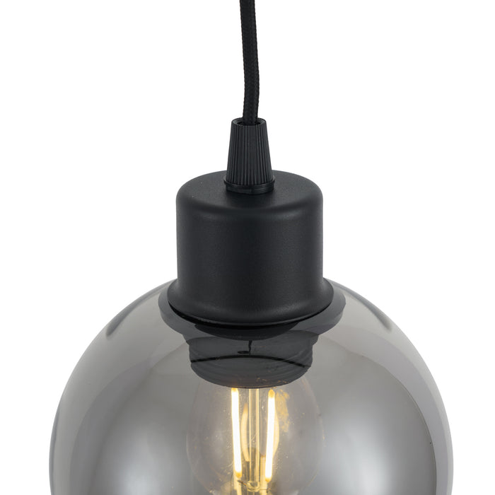 QAZQA Moderne hanglamp zwarte met smoke glas voor railsysteem 1-fase