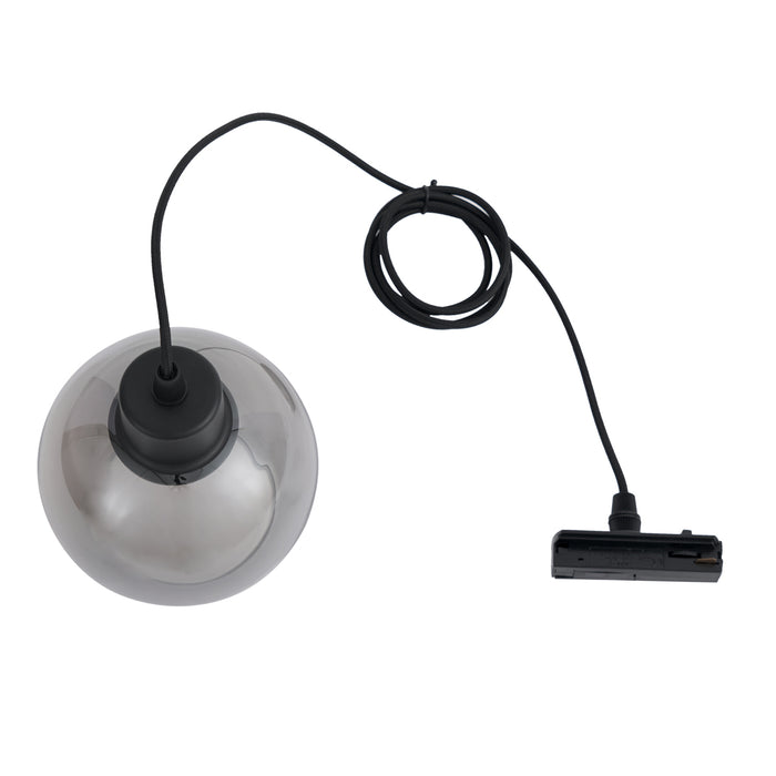 QAZQA Moderne hanglamp zwarte met smoke glas voor railsysteem 1-fase