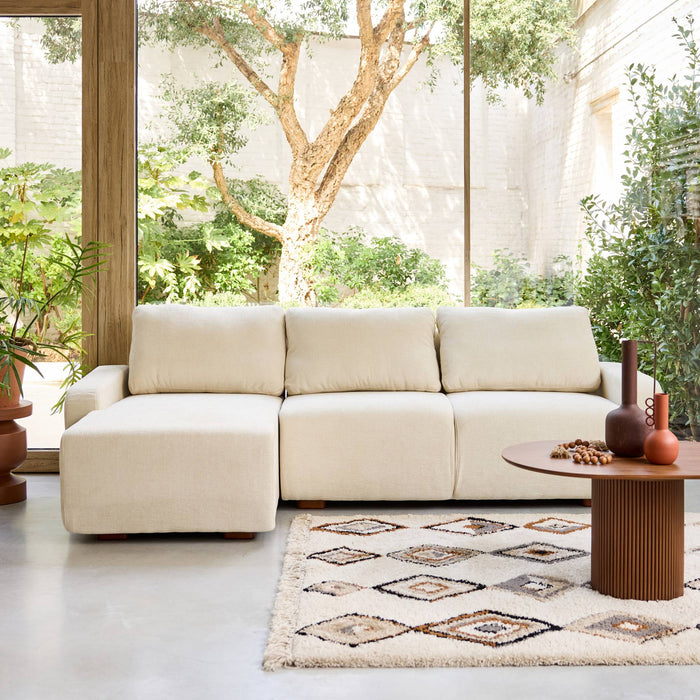 sweeek - Hoekbank links 3 zitplaatsen stof