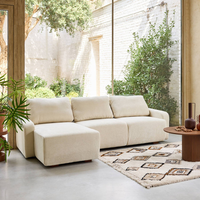 sweeek - Hoekbank links 3 zitplaatsen stof