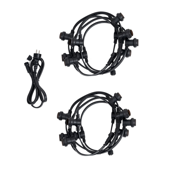 QAZQA Lichtsnoer zwart koppelbaar met stekker 10m 20-lichts IP44 -