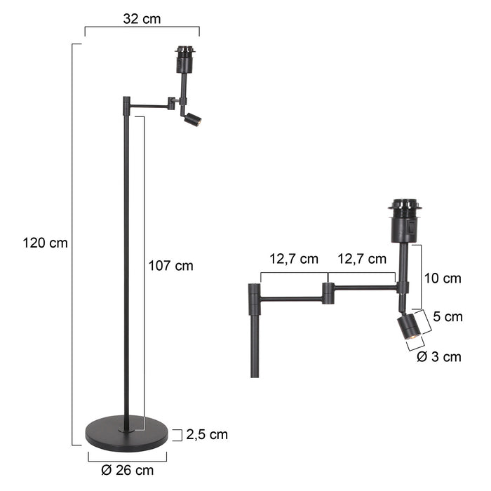 Steinhauer - vloerlamp - Stang - zwart - bamboe metaal - schemerlamp