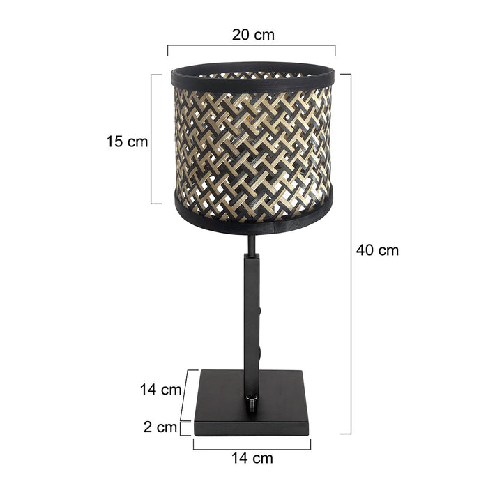 Steinhauer - tafellamp - Stang - zwart - linnen metaal - Ø 20cm - E27