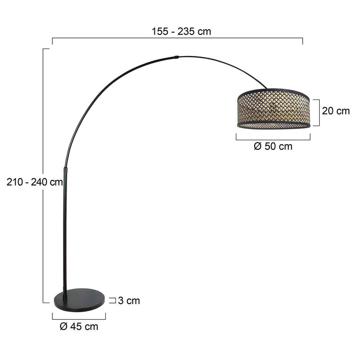 Steinhauer - vloerlamp - Sparkled Light - zwart - bamboe metaal -
