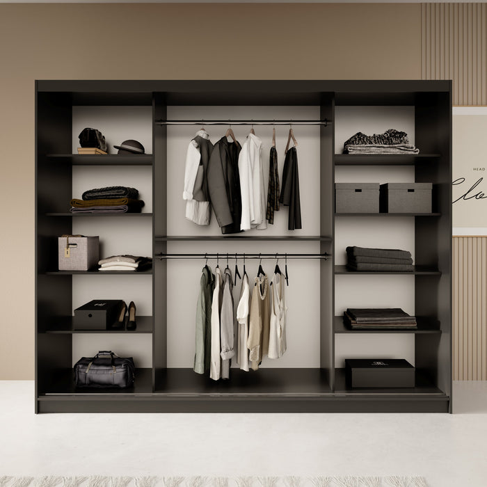 Meubella - Kledingkast Fessaro - Zwart - 250 cm