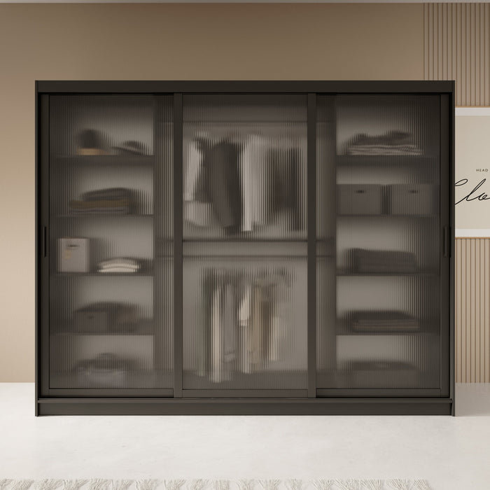 Meubella - Kledingkast Fessaro - Zwart - 250 cm