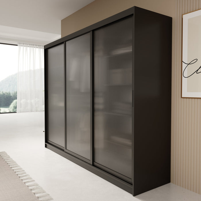 Meubella - Kledingkast Fessaro - Zwart - 250 cm