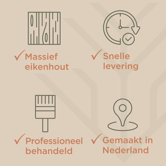 Badplank eiken naturel recht 75 x 20 cm - 25 mm