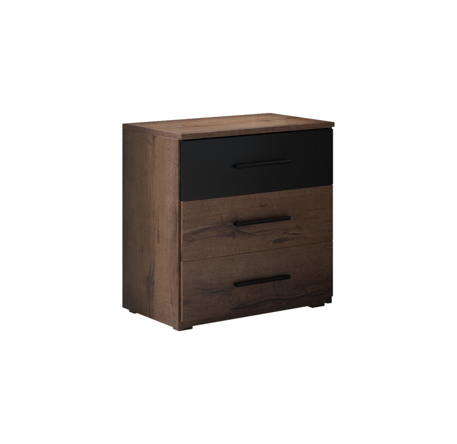 Meubella - Nachtkastje Brown - Zwart - Eiken - 46 cm