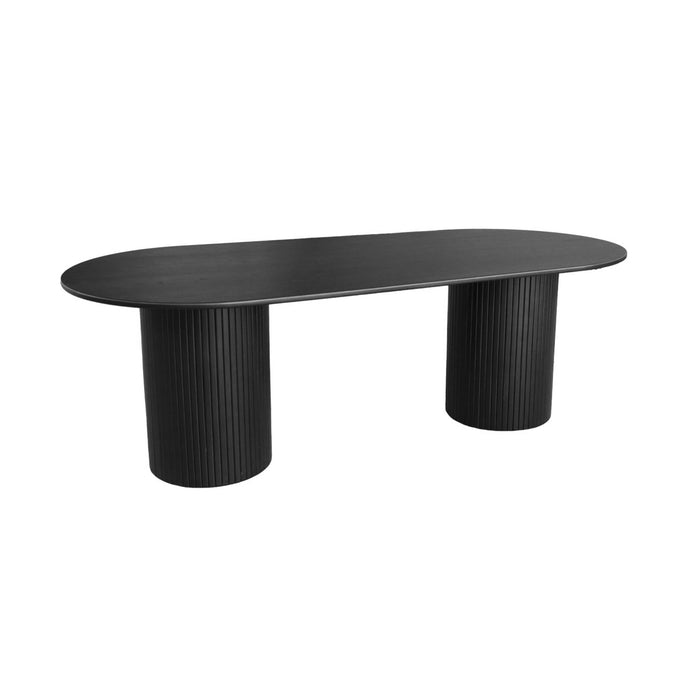 sweeek - Ovale eettafel rubberhout en eikenfineer 8 plaatsen