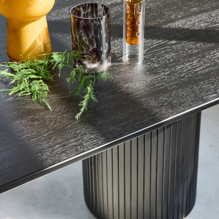 sweeek - Ovale eettafel rubberhout en eikenfineer 8 plaatsen