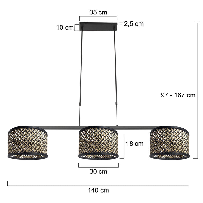 Steinhauer - hanglamp - Stang - zwart - bamboe metaal - grote