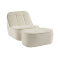 sweeek - Fauteuil bouclé stof 1 zitplaats +  voetenbank