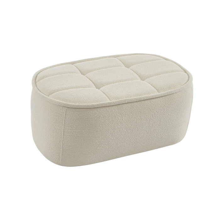 sweeek - Fauteuil bouclé stof 1 zitplaats +  voetenbank