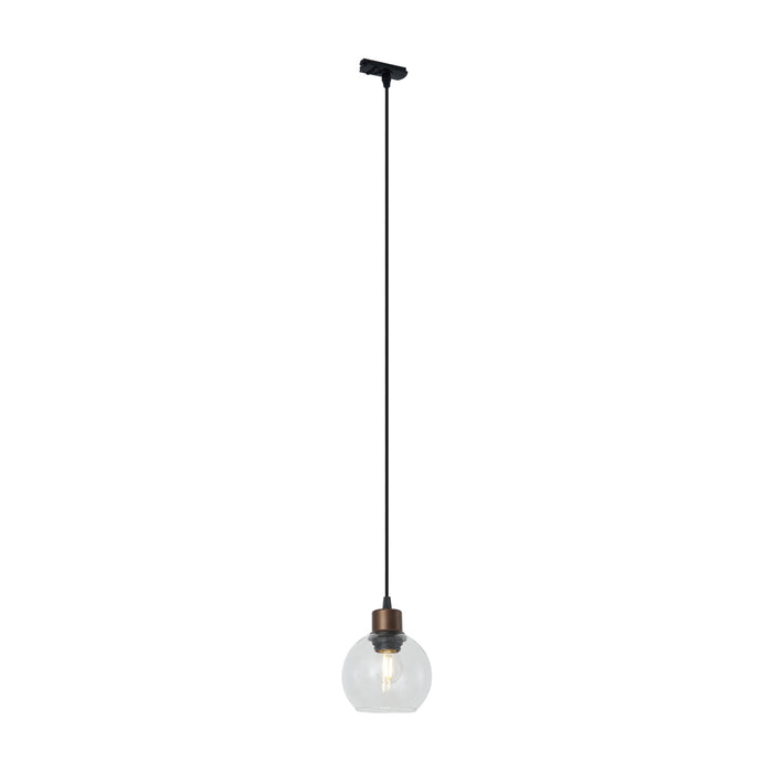 QAZQA Moderne hanglamp brons met helder glas voor railsysteem 1-fase