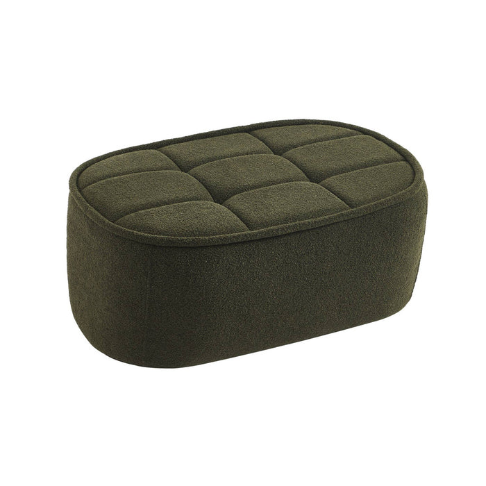 sweeek - Fauteuil bouclé stof 1 zitplaats +  voetenbank