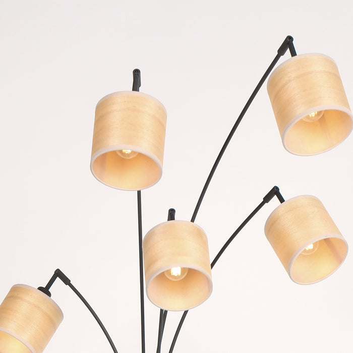 Mexlite - vloerlamp - Bambus - zwart - bamboe - booglamp - E14 -