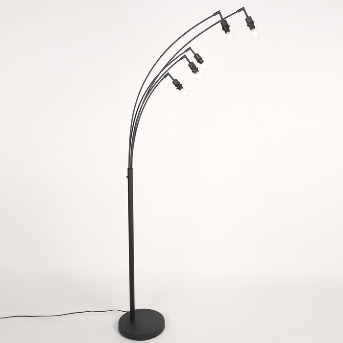 Mexlite - vloerlamp - Bambus - zwart - bamboe - booglamp - E14 -