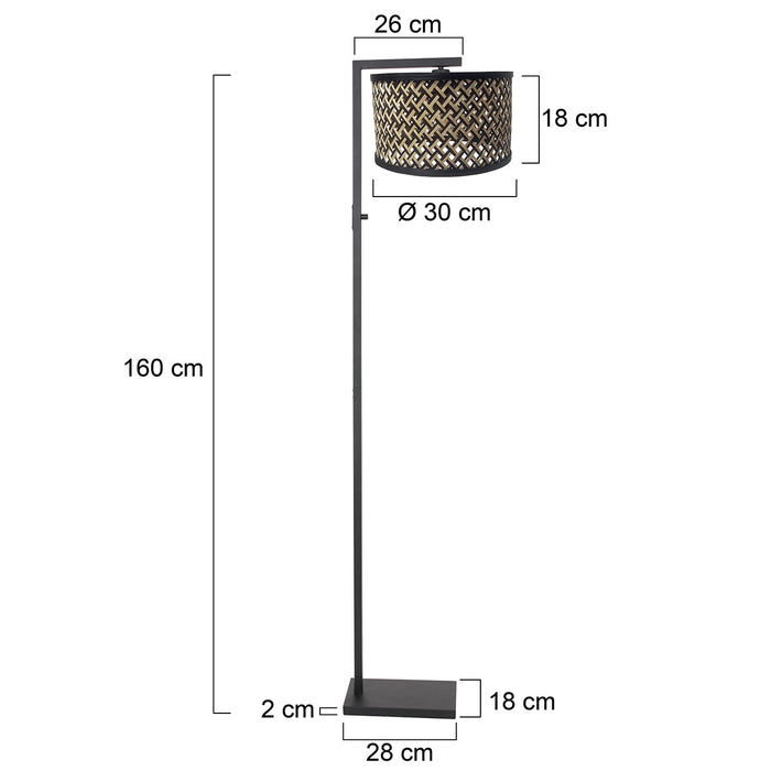 Steinhauer - vloerlamp - Stang - zwart - bamboe metaal - schemerlamp