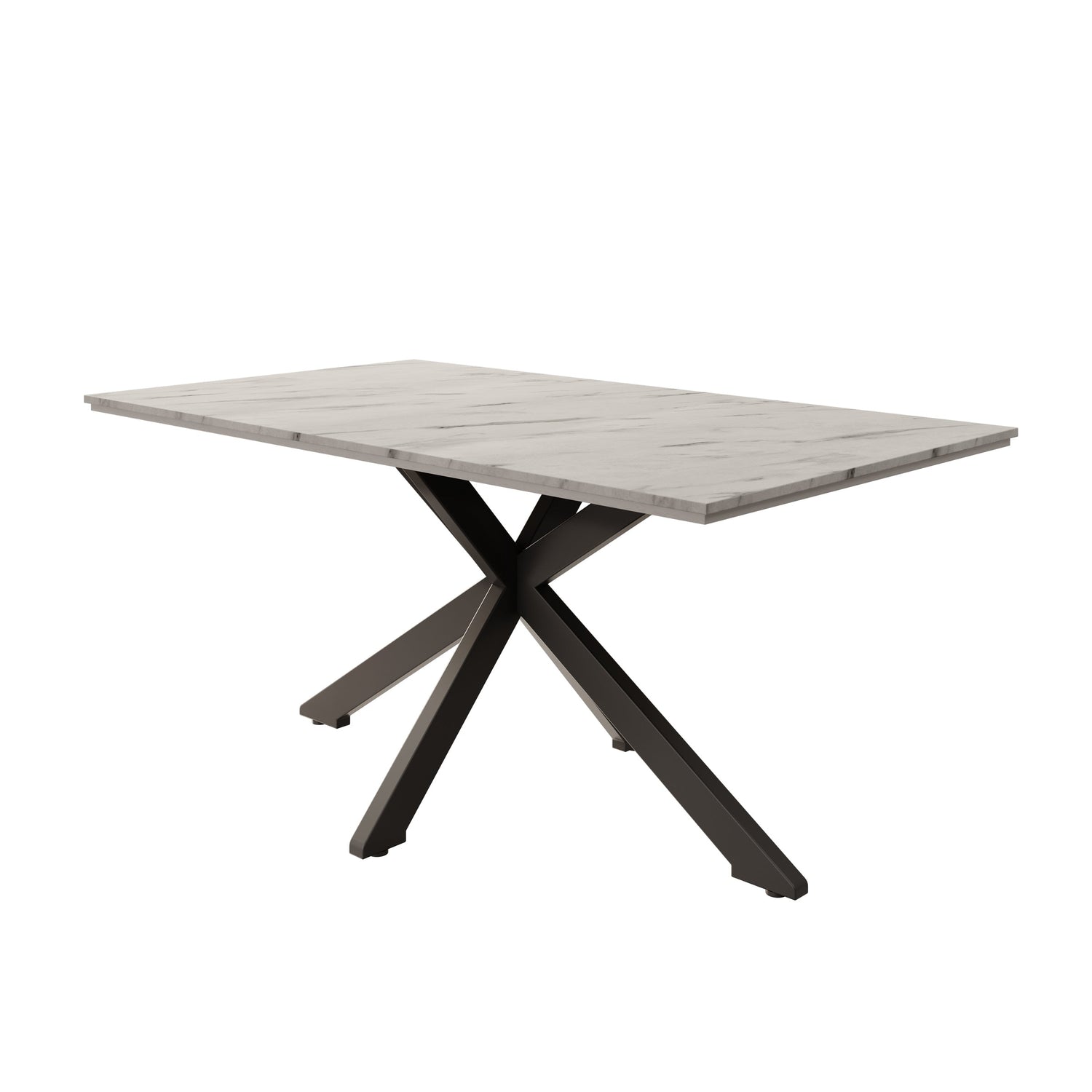 Meubella - Eetkamertafel Wabe - Wit marmerlook - 160 cm