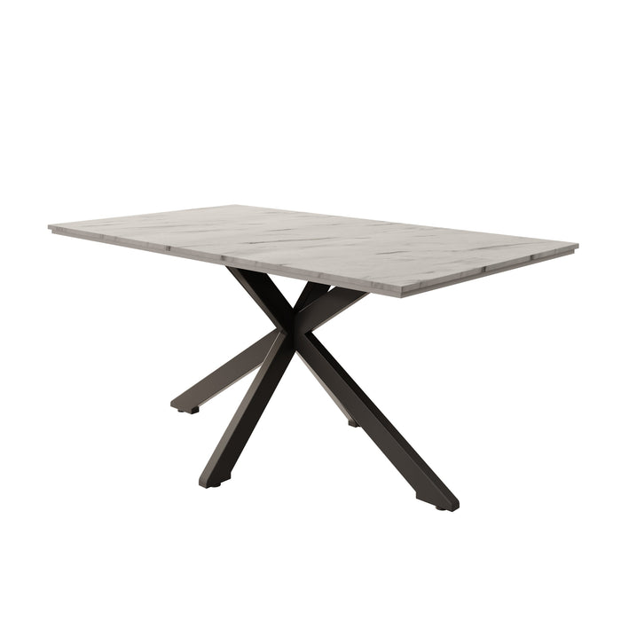 Meubella - Eetkamertafel Wabe - Wit marmerlook - 160 cm