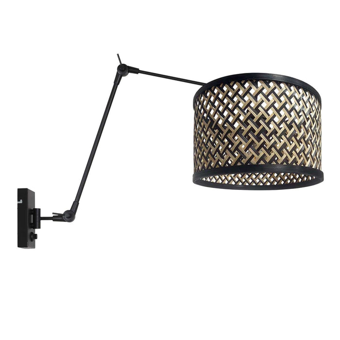 Steinhauer - Wandlamp Zwart|Naturel|Zwart Metaal|Bamboe  90x30x80cm
