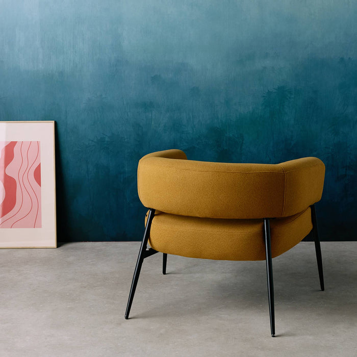 sweeek - Fauteuil stof gebogen rugleuning metalen frame