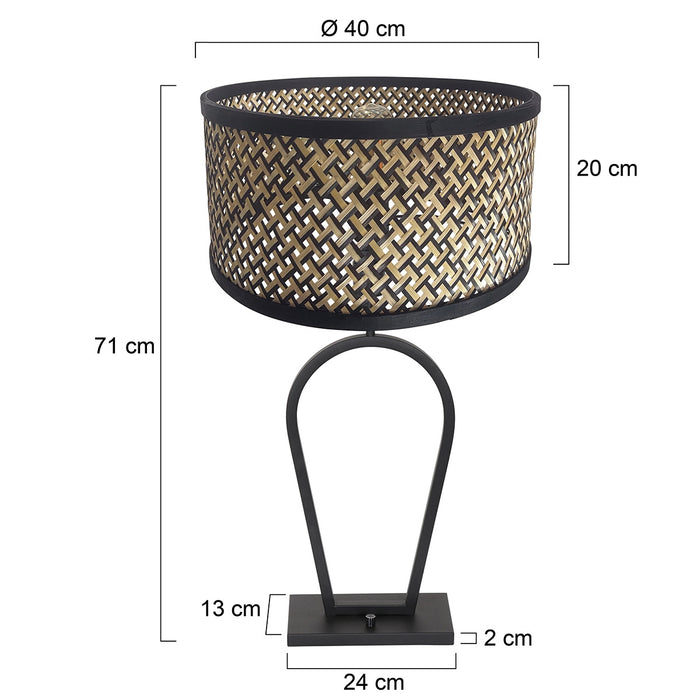 Steinhauer - tafellamp - Stang - zwart - bamboe metaal - Ø 40cm - E27