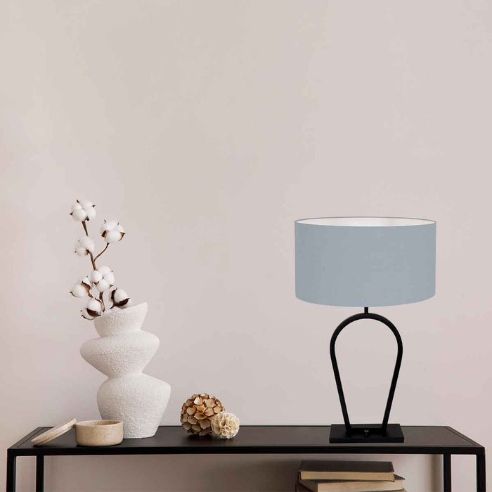 Steinhauer - tafellamp - Stang - zwart - linnen metaal - Ø 40cm - E27