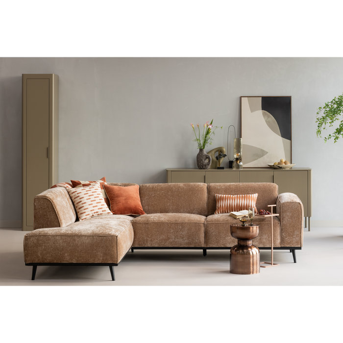 WOOOD Statement Hoekbank Links - Chenille - Velvet Perzik Roze
