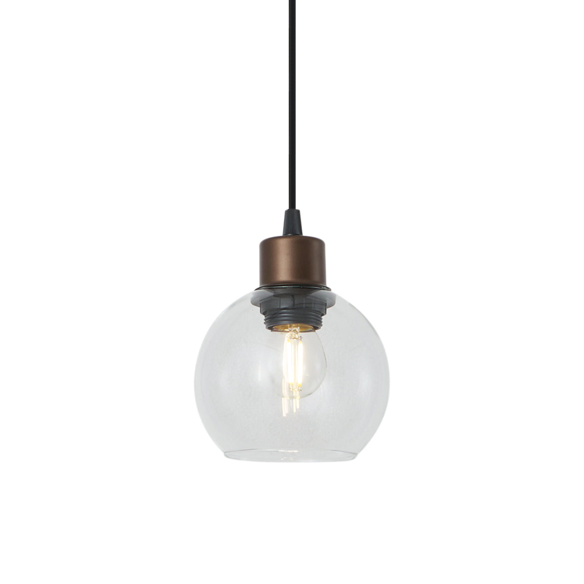 QAZQA Moderne hanglamp brons met helder glas voor railsysteem 1-fase