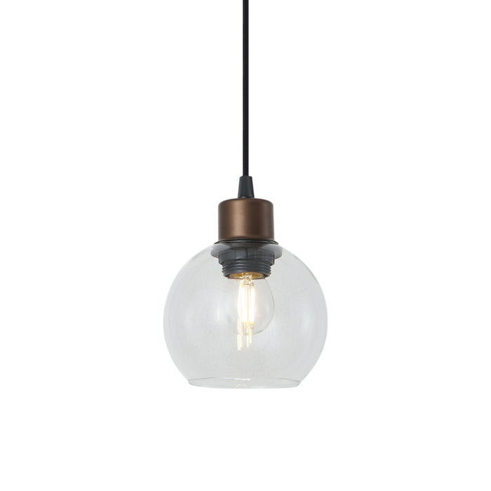 QAZQA Moderne hanglamp brons met helder glas voor railsysteem 1-fase
