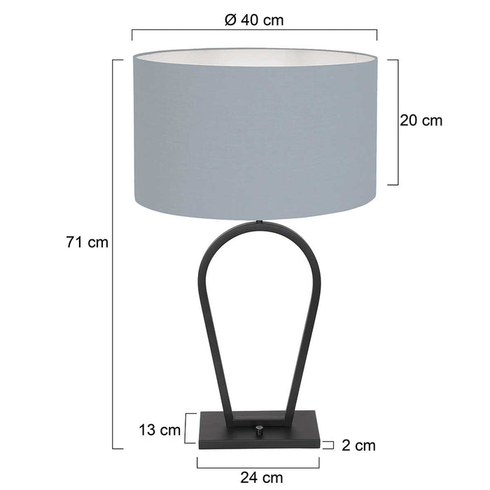 Steinhauer - tafellamp - Stang - zwart - linnen metaal - Ø 40cm - E27
