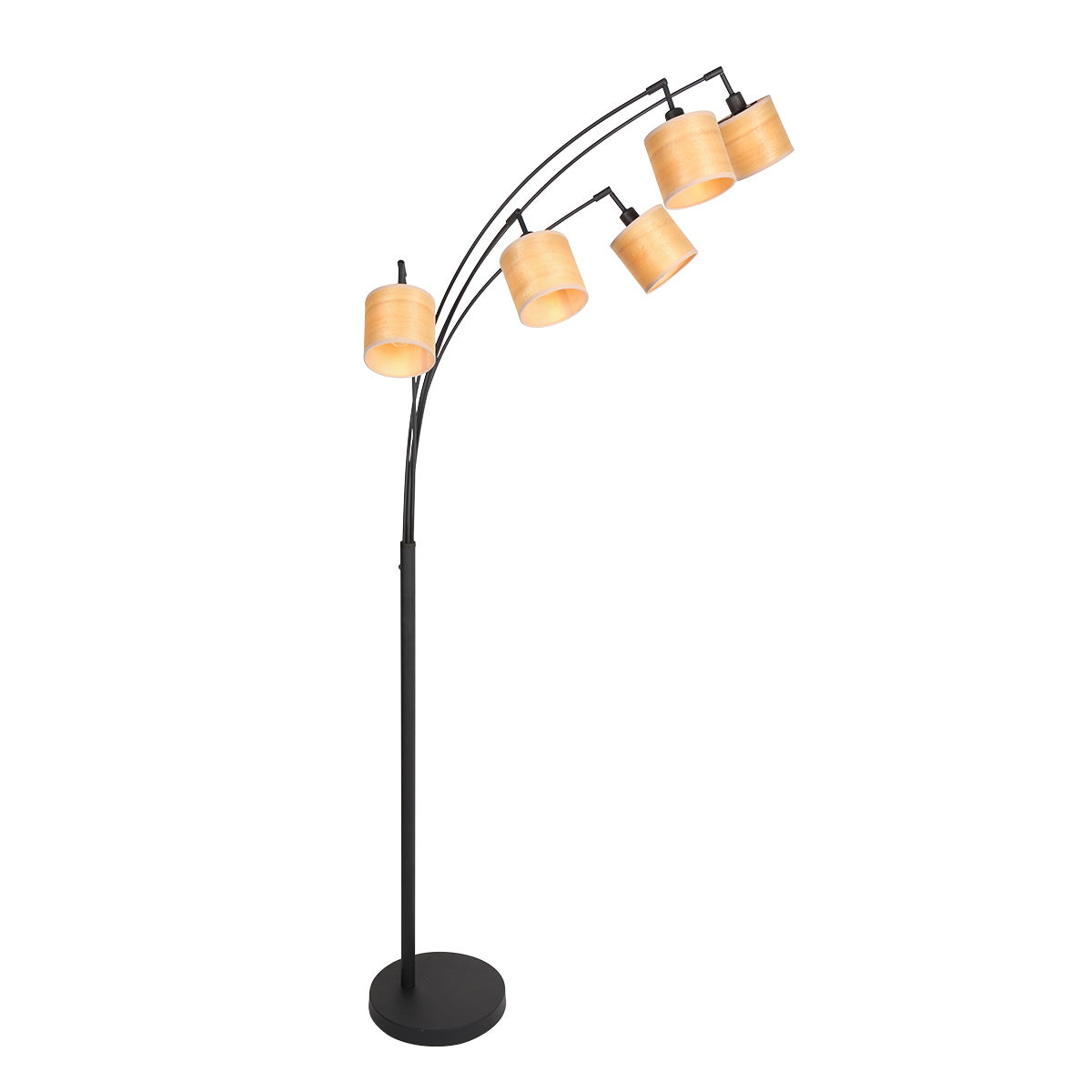 Mexlite - vloerlamp - Bambus - zwart - bamboe - booglamp - E14 -
