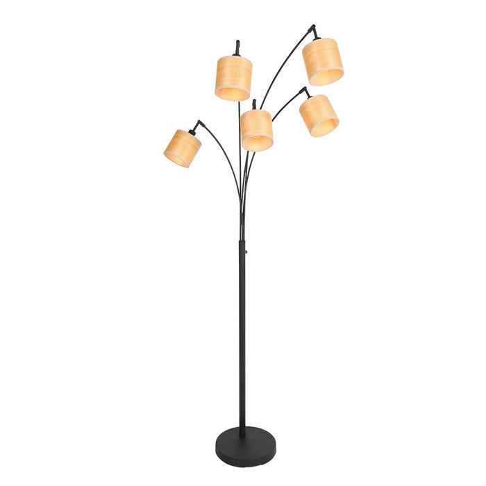 Mexlite - vloerlamp - Bambus - zwart - bamboe - booglamp - E14 -