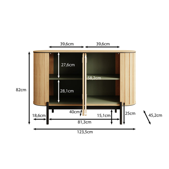 Meubella - Dressoir Royale - Eiken - 124 cm