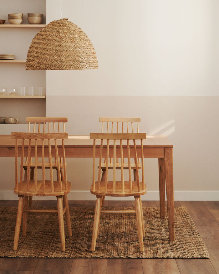 Kave Home - Yain uitschuifbare tafel in eikenfineer en massief eiken