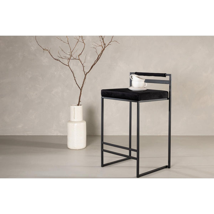 Svea - Pano barkruk 66 cm - velvet - zwart