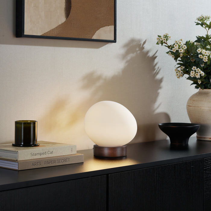 QAZQA Japandi tafellamp hout met opaal glas - Sally