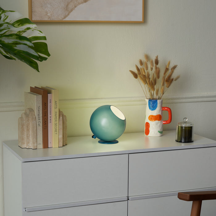 QAZQA Retro tafellamp blauw met glas - Mabel