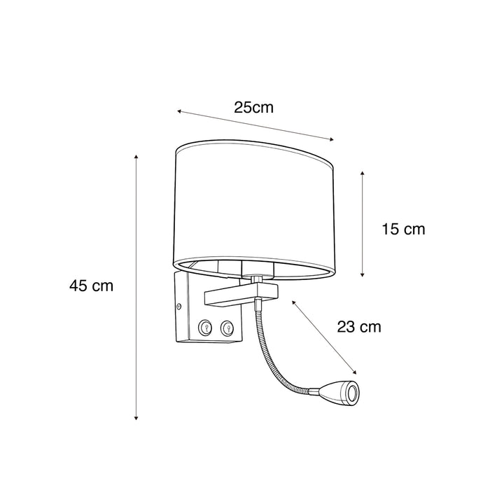 QAZQA Wandlamp messing met ovale linnen kap wit 25cm - Brescia Combi