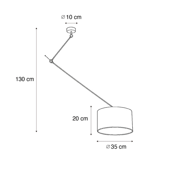 QAZQA Hanglamp zwart met velours kap taupe 35cm - Blitz