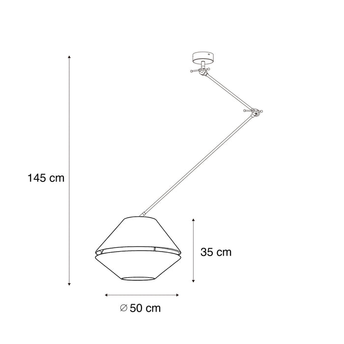 QAZQA Hanglamp zwart met dubbele velours lampenkap groen met gouden
