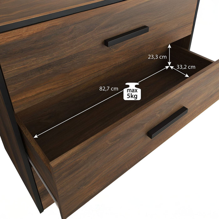 Meubella - Ladekast Frey - Donker eiken - Zwart - 91 cm